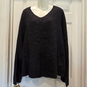 Chico's Linen Top, Black Size 3 (16-18)